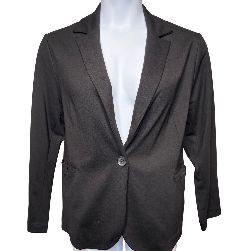 PHILOSOPHY WOMAN Black Stretch Ponte Single Button Blazer 1X Office-Wear Classic